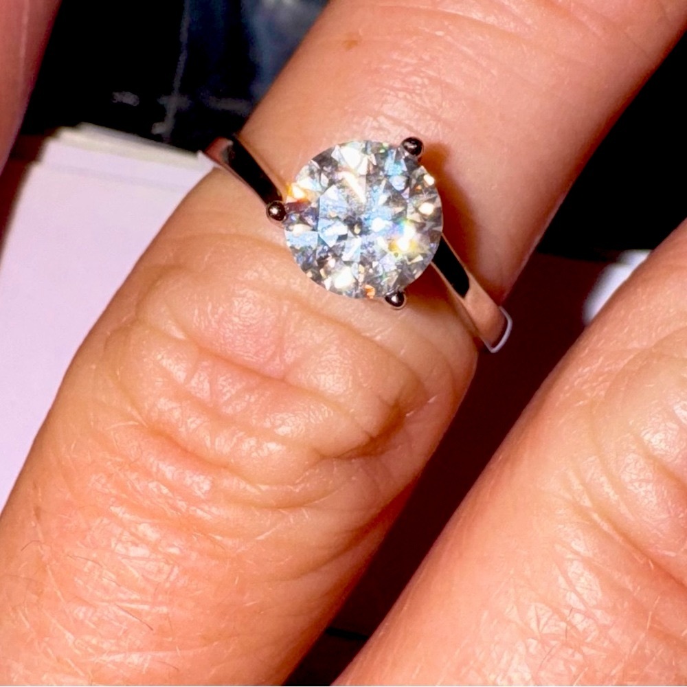 Francis Claire 0.85ct moissanite round cut sterling silver ring.